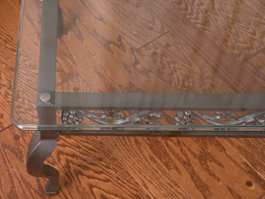 Glass and Wrought Iron Patio Coffee Table