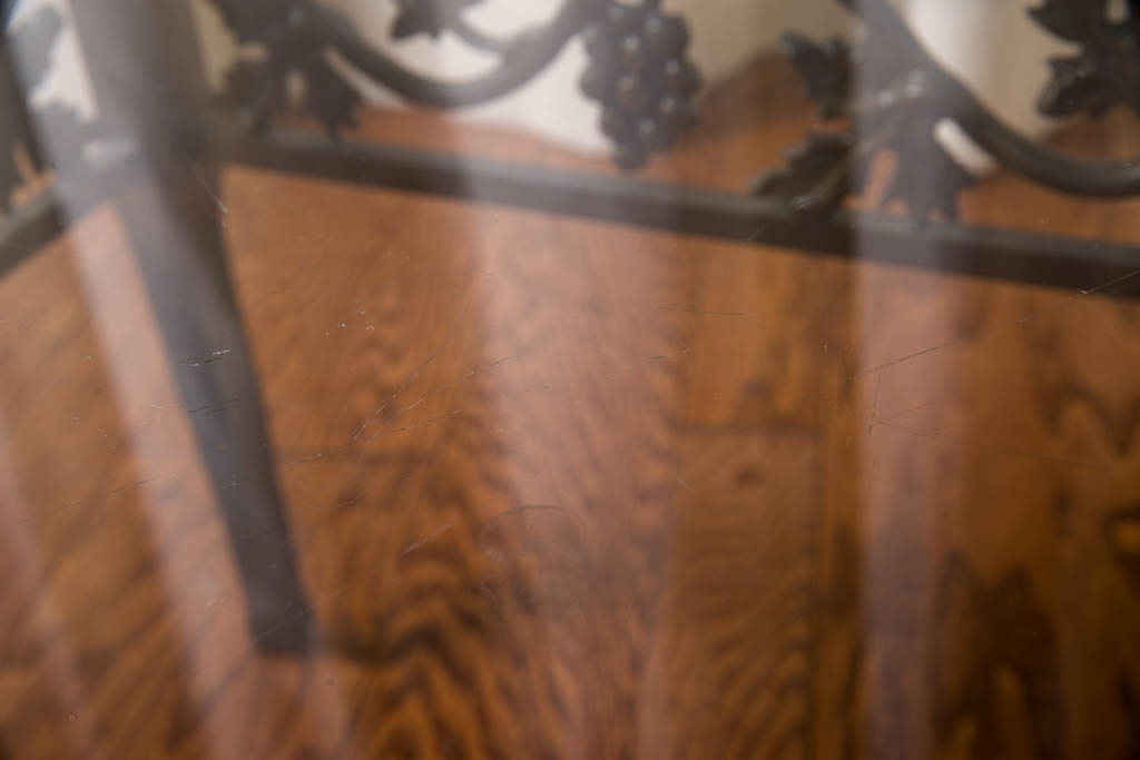 Glass and Wrought Iron Patio Coffee Table