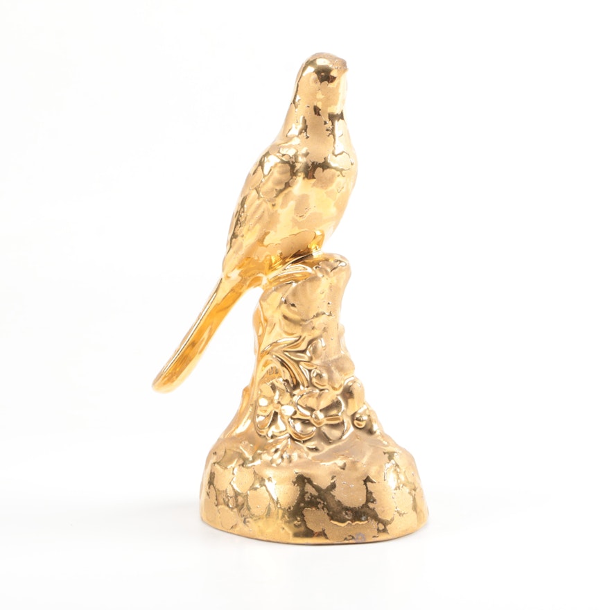 22 K Yellow Gold Painted Bird Statuette