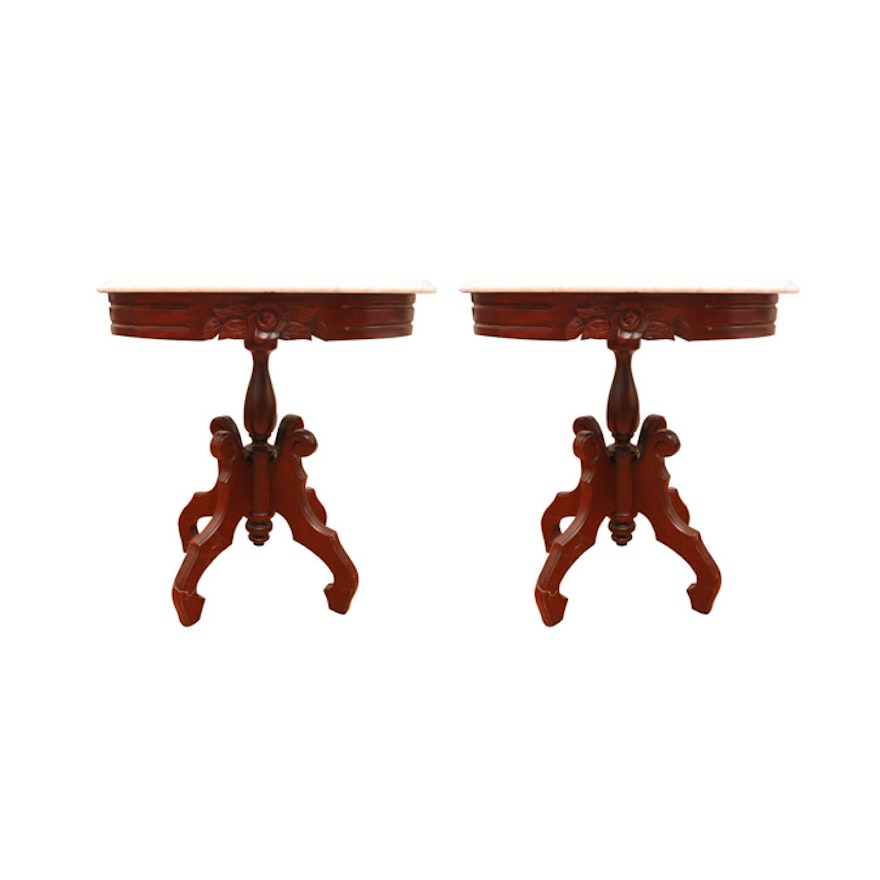 Pair of Marble-Topped Side Tables by American Furniture Galleries