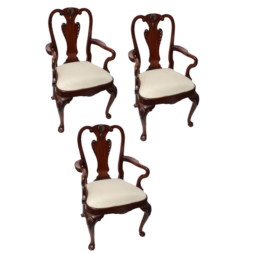 Three Queen Anne Style Arm Chairs