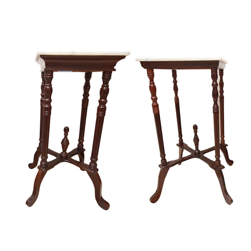 Pair of Accent Tables With Marble Tops