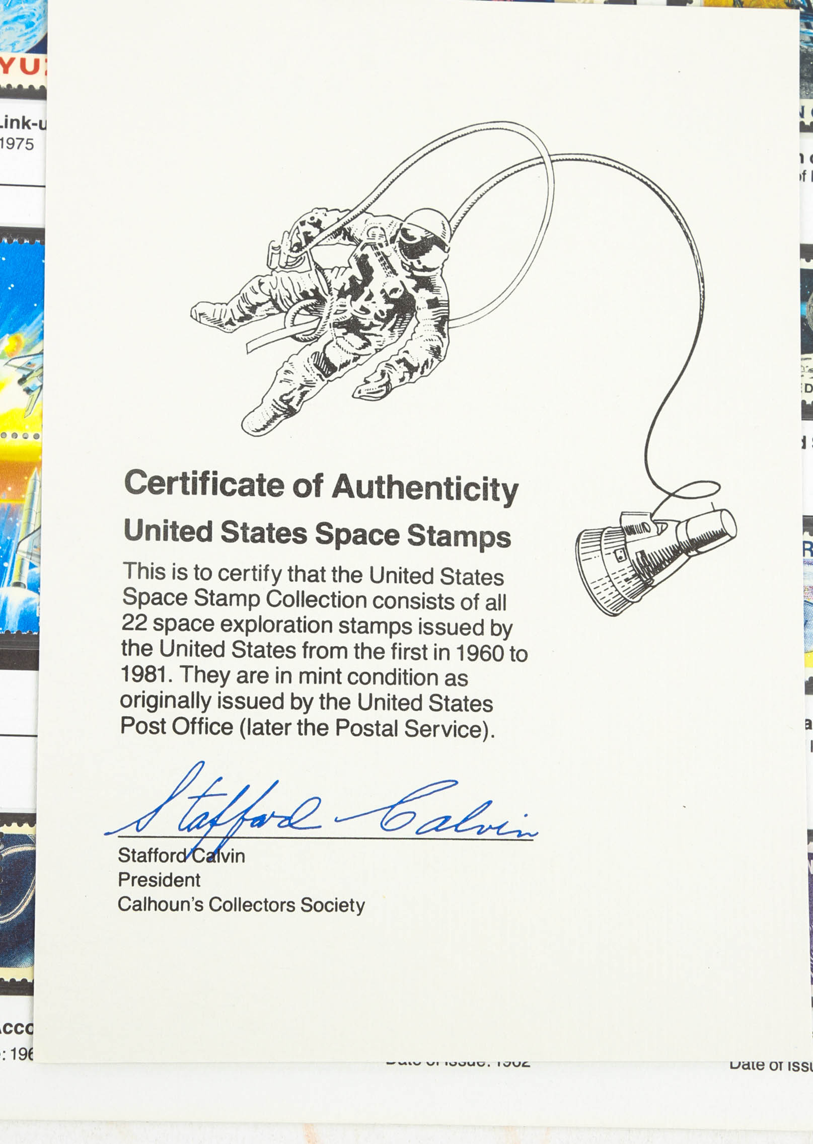 Vintage Commemorative Medallion from Apollo 11 First Moon Landing, Log Book and U.S Postage Stamps