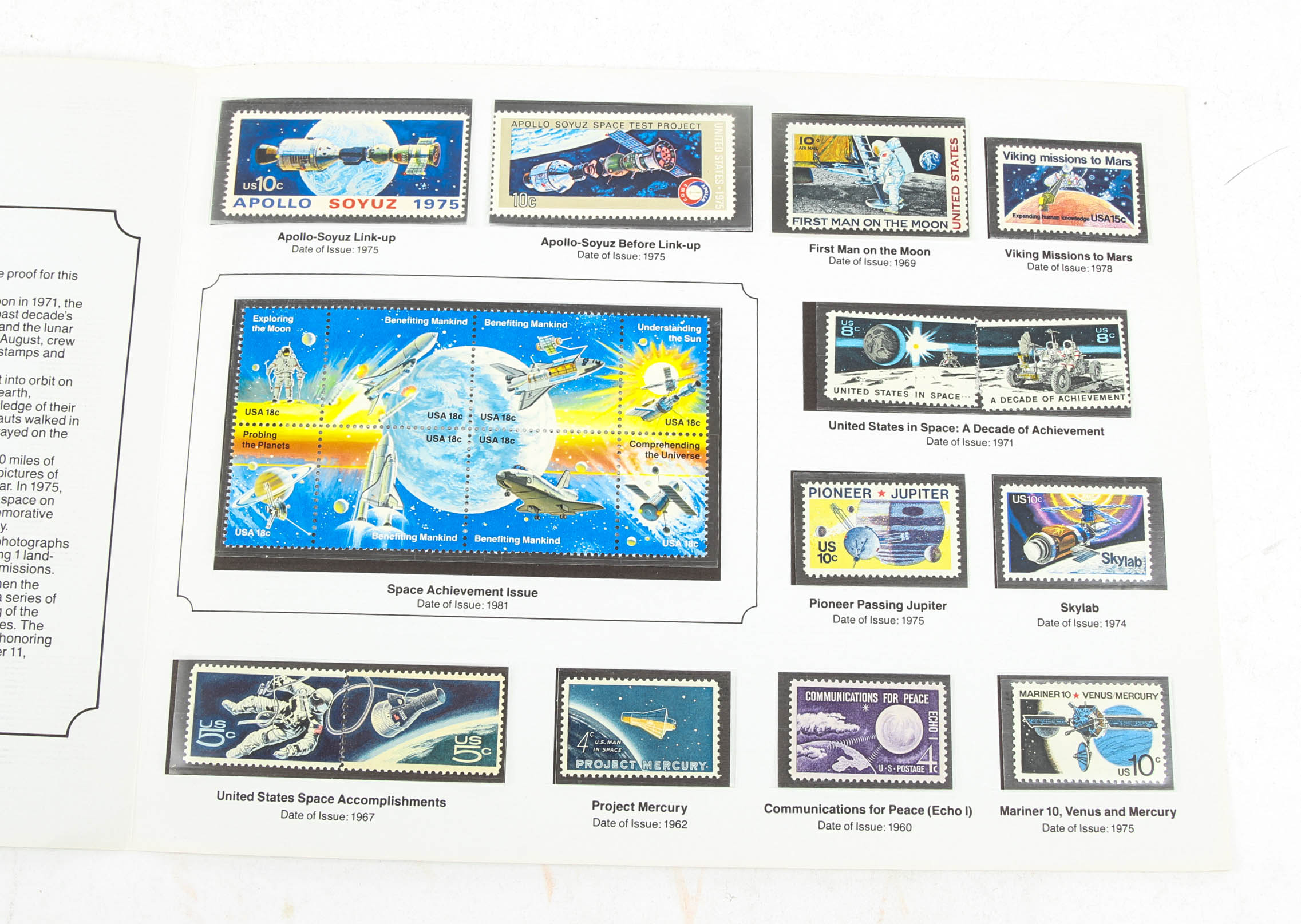 Vintage Commemorative Medallion from Apollo 11 First Moon Landing, Log Book and U.S Postage Stamps
