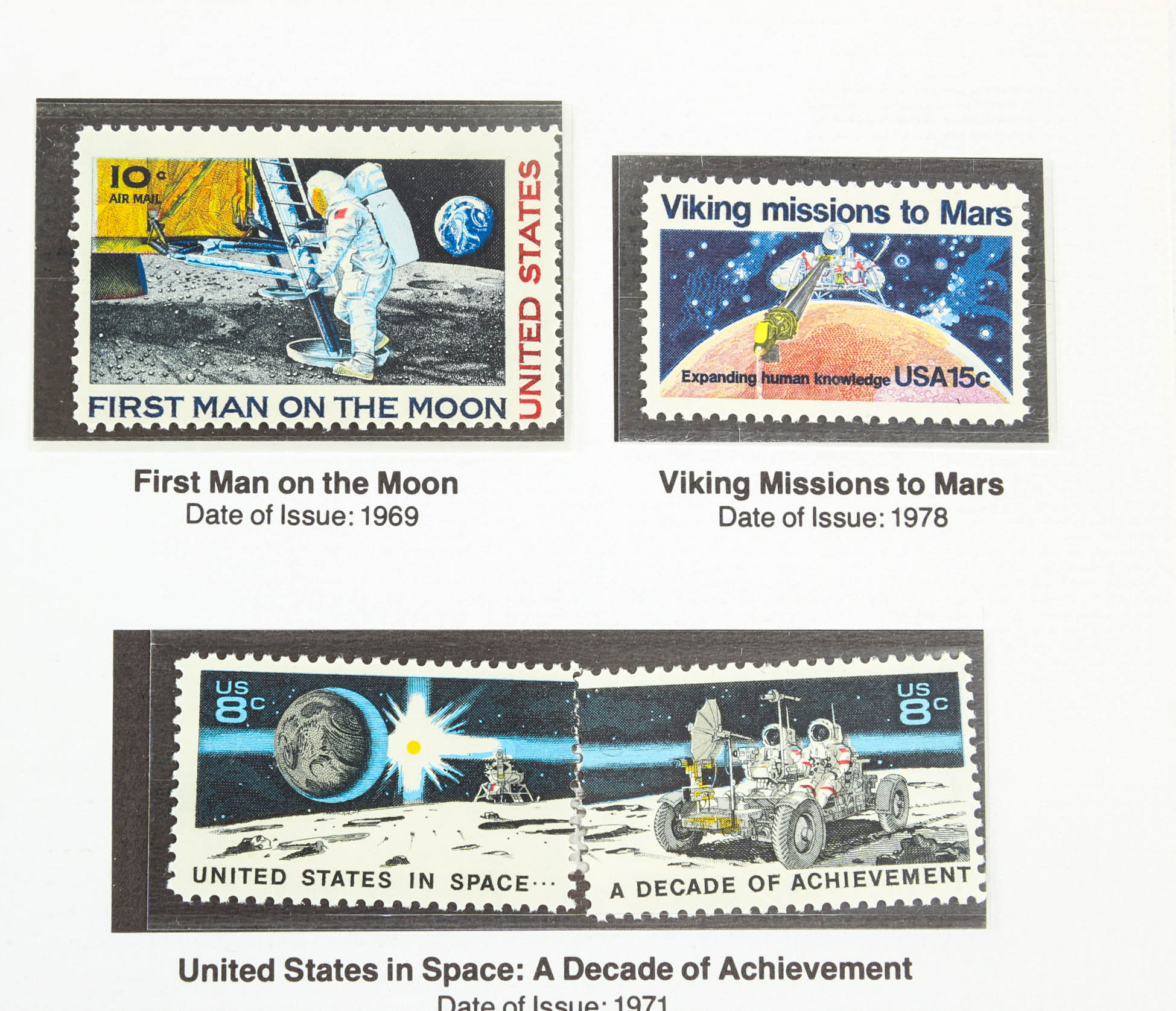 Vintage Commemorative Medallion from Apollo 11 First Moon Landing, Log Book and U.S Postage Stamps