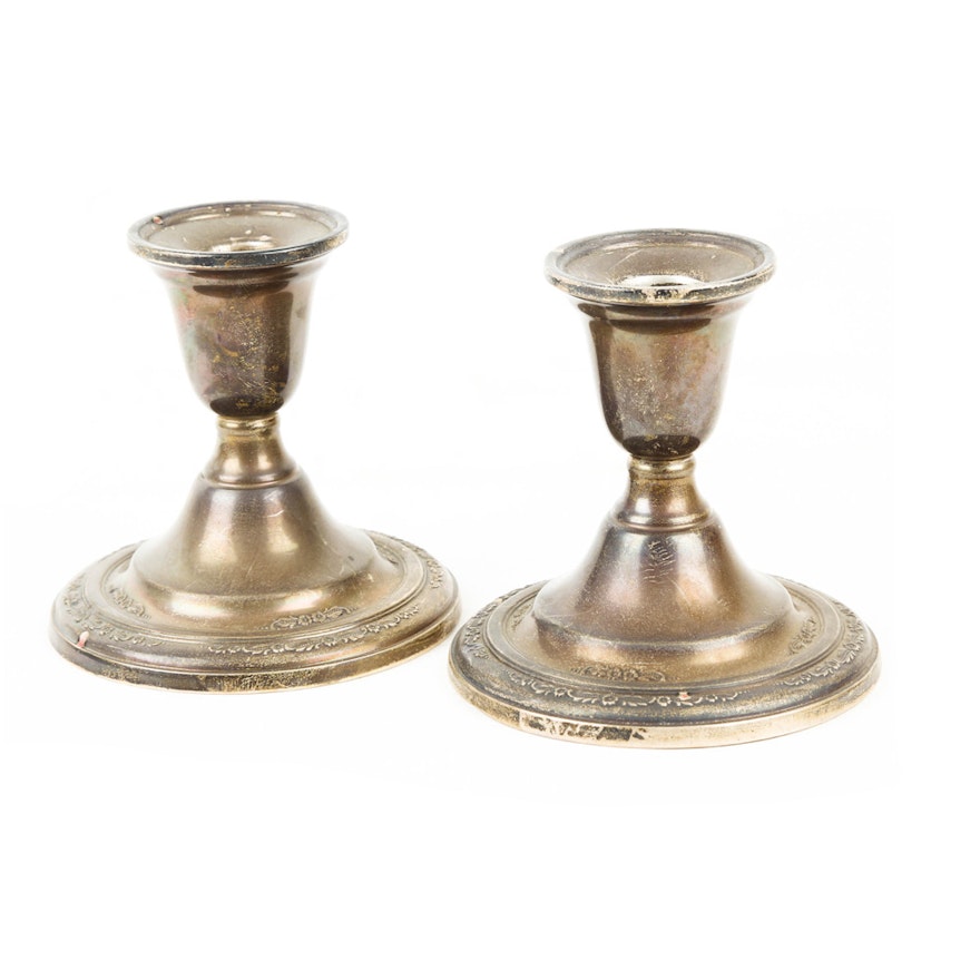 International Silver Weighted Sterling "Courtship" Candleholders