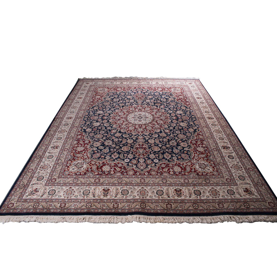 Finely Hand-Knotted Isfahan Wool Area Rug