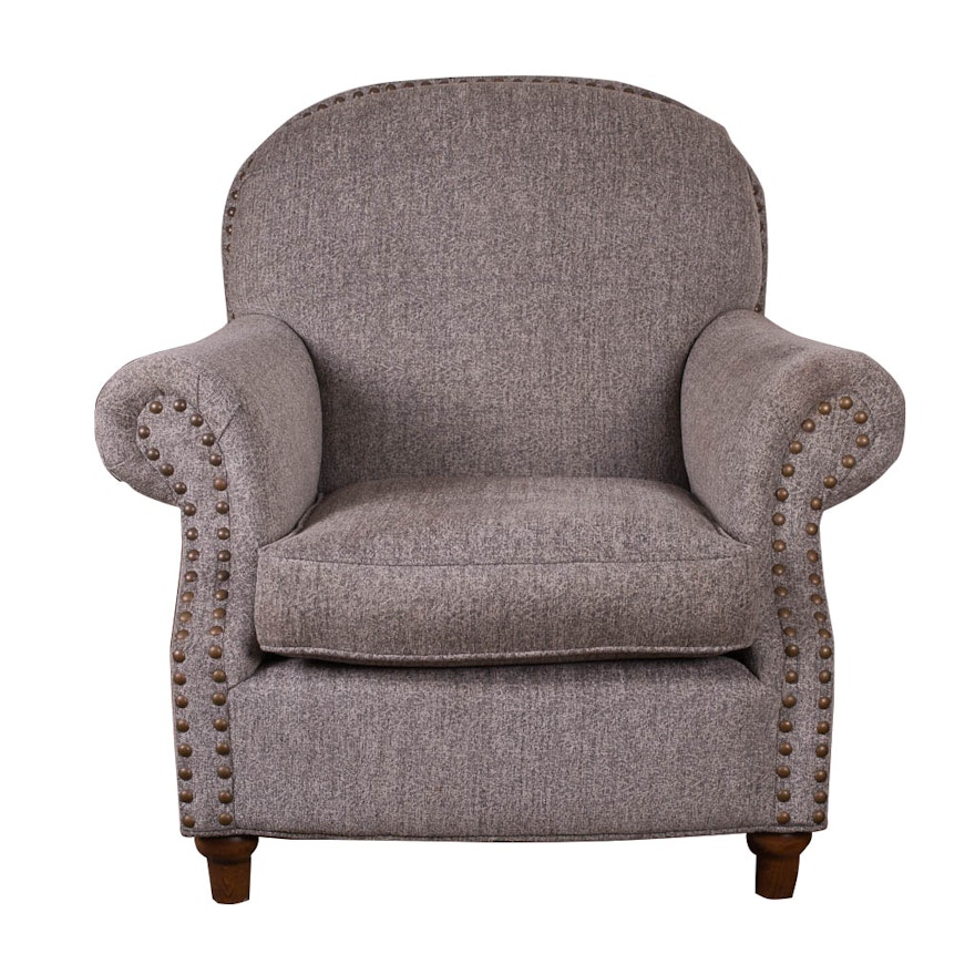 Grey Tweed Upholstered Armchair