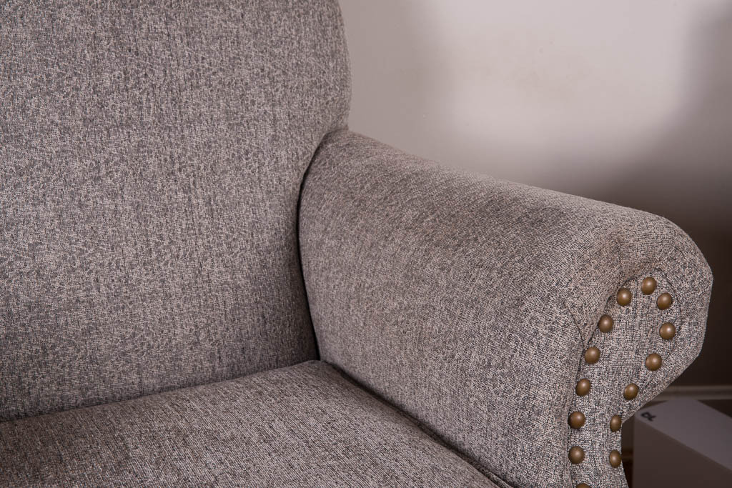 Grey Tweed Upholstered Armchair