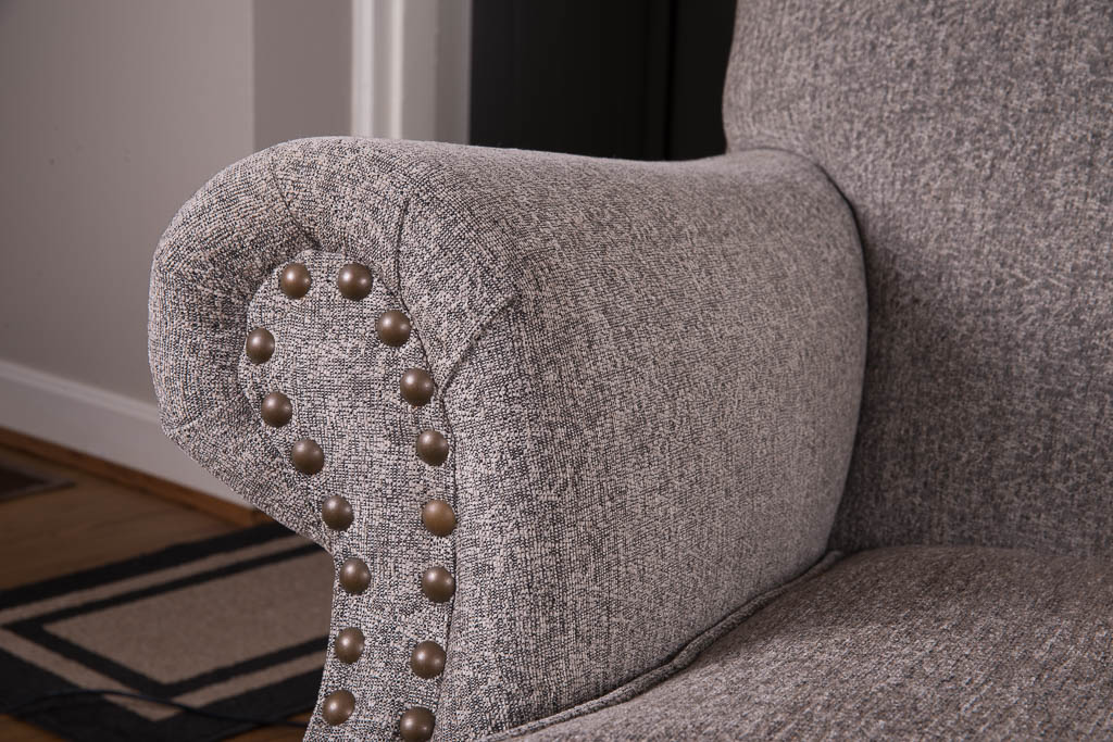 Grey Tweed Upholstered Armchair