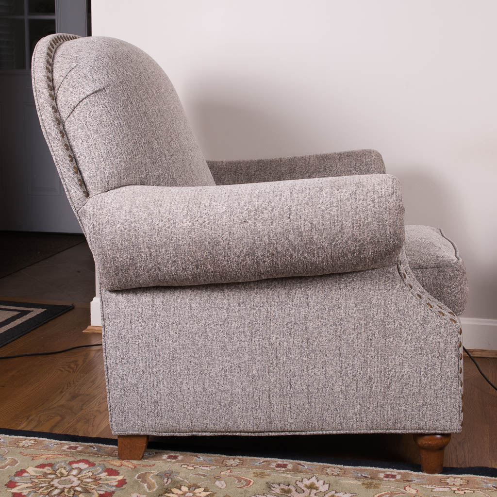 Grey Tweed Upholstered Armchair