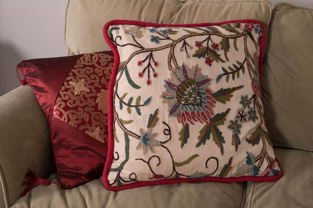 Rowe Furniture Sage Green Microsuede Sectional Sofa