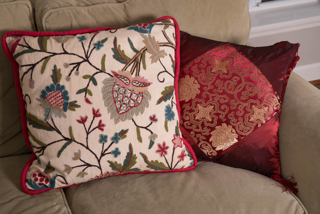 Rowe Furniture Sage Green Microsuede Sectional Sofa