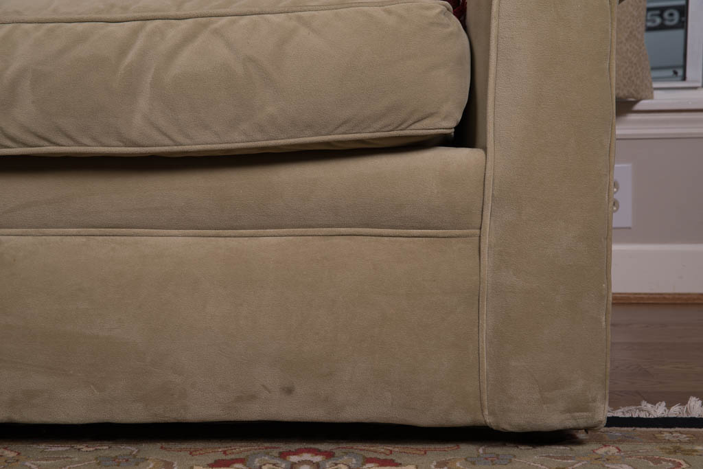 Rowe Furniture Sage Green Microsuede Sectional Sofa