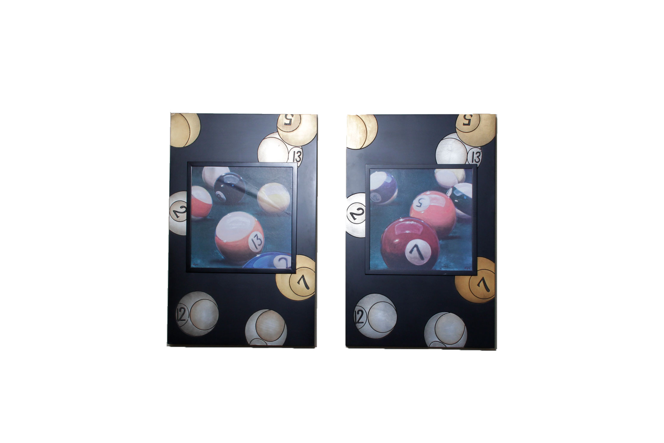 Pair of Billiard Ball Paintings by Karen Dupre