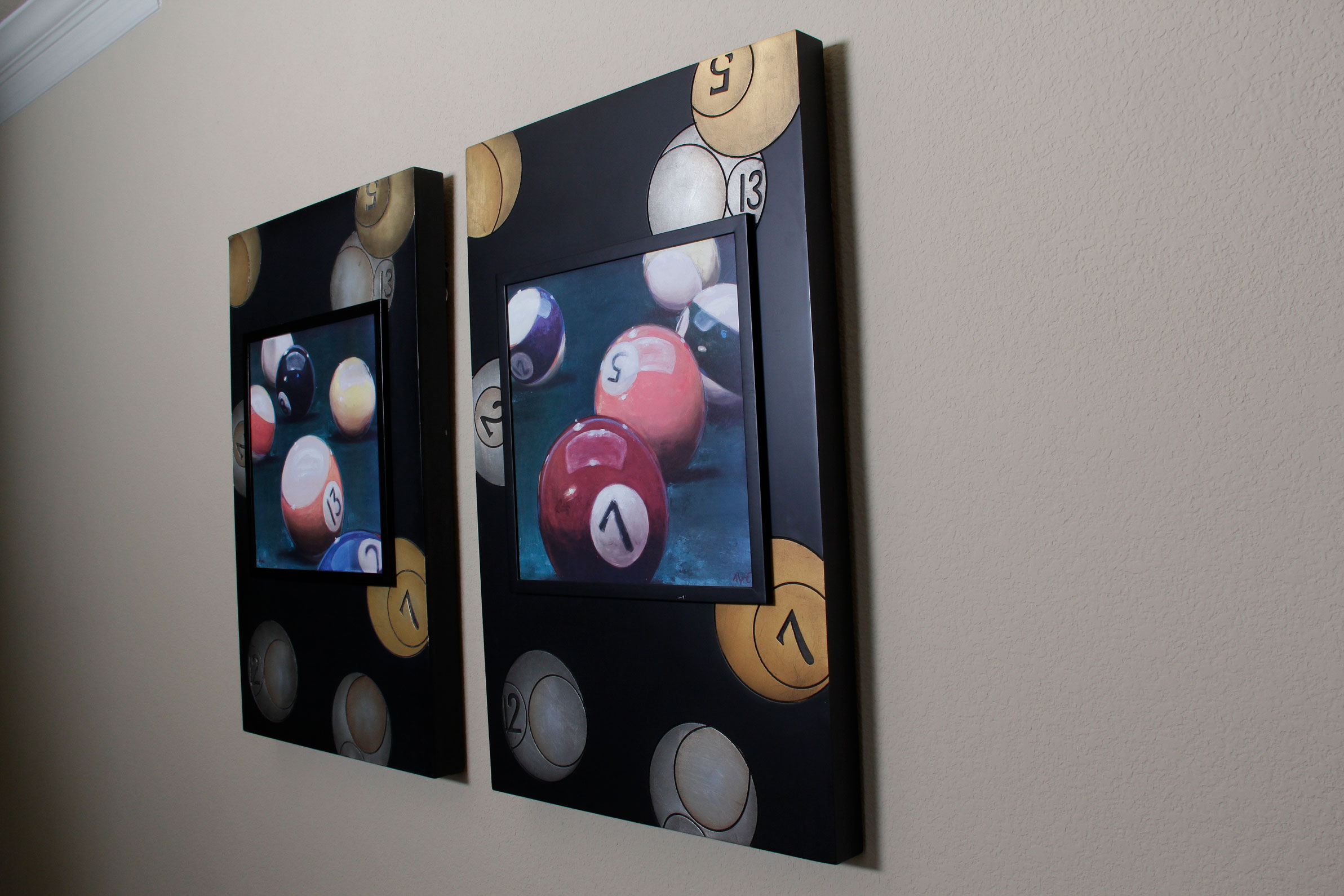 Pair of Billiard Ball Paintings by Karen Dupre