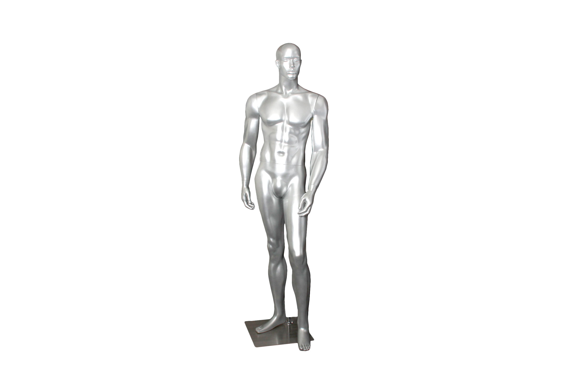 Silver Tone Male Mannequin on Stand