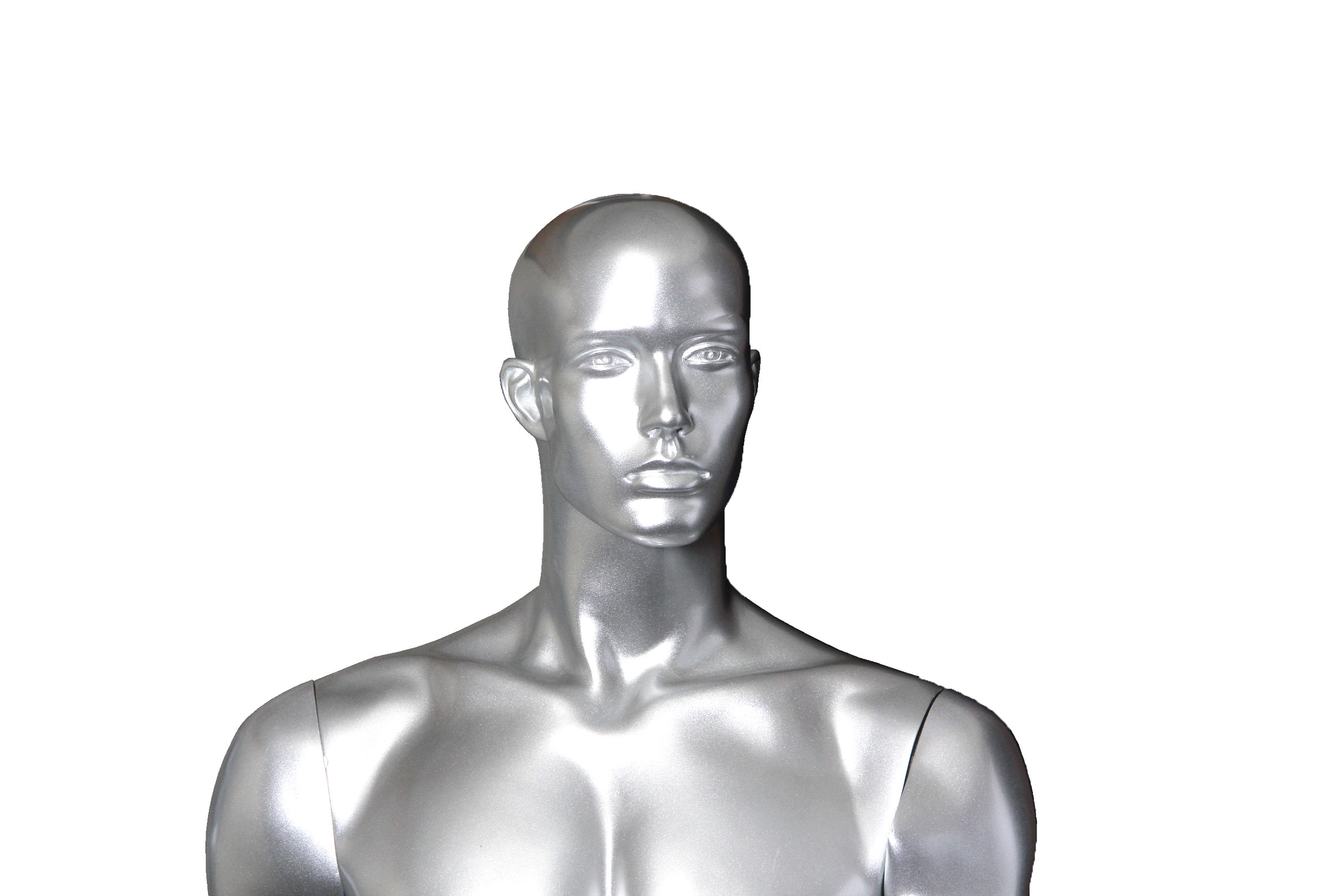 Silver Tone Male Mannequin on Stand