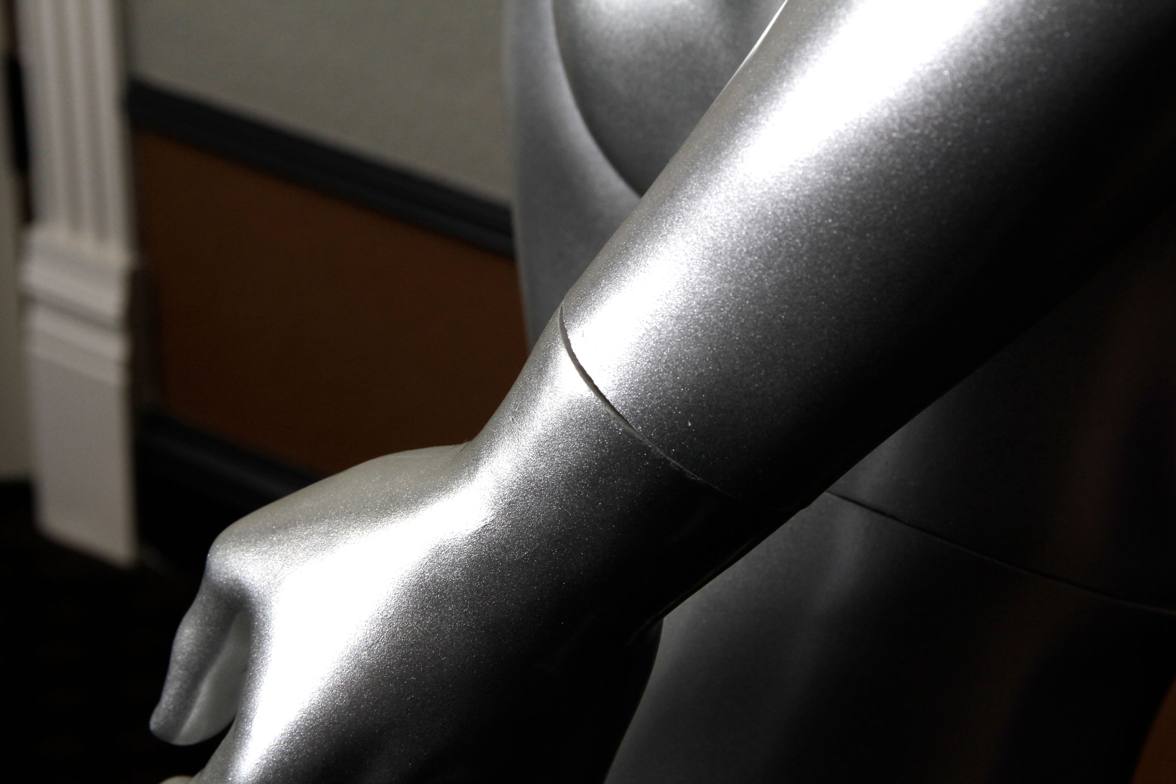 Silver Tone Male Mannequin on Stand