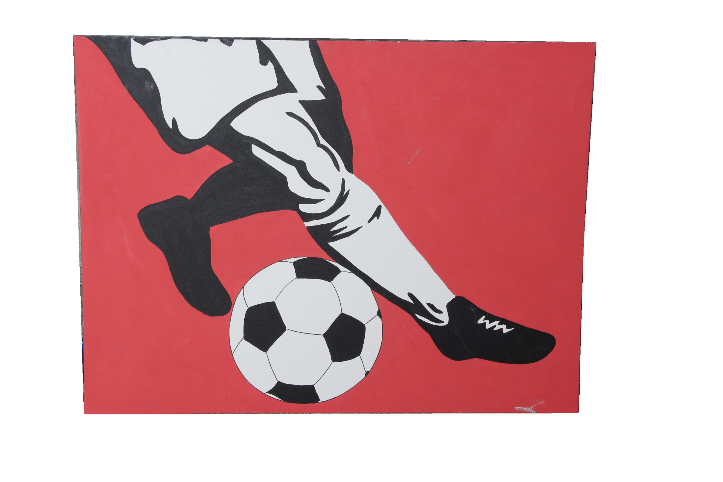 Three Soccer-Themed Acrylic on Canvas Paintings