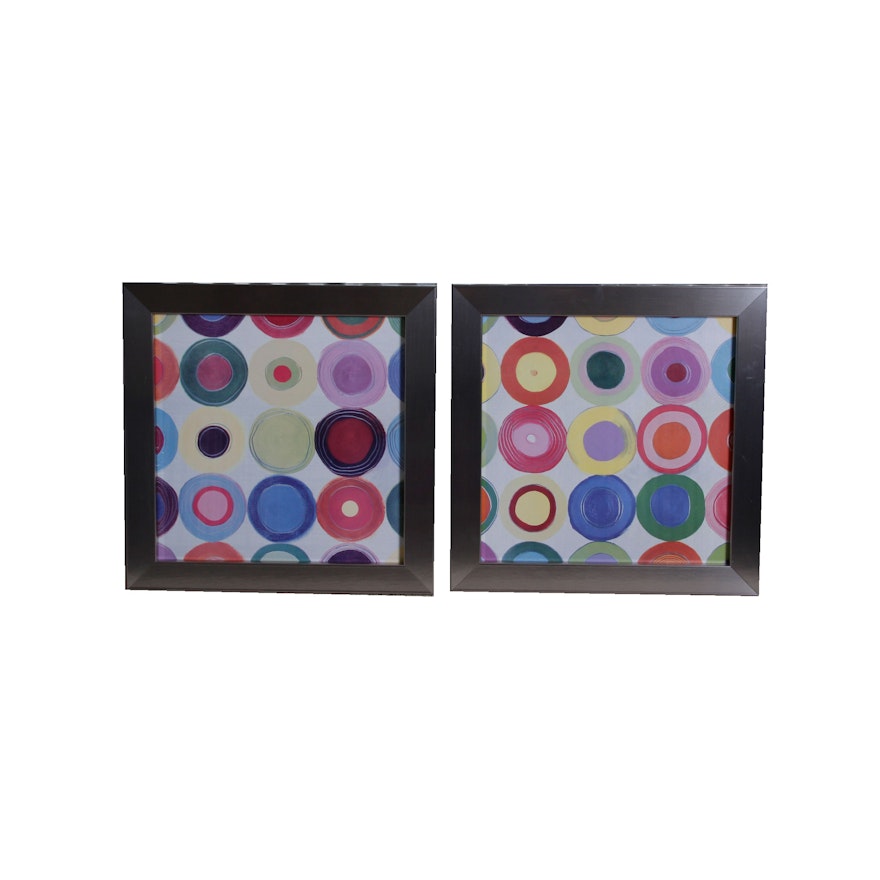 Pair of Colorful Framed Abstract Prints