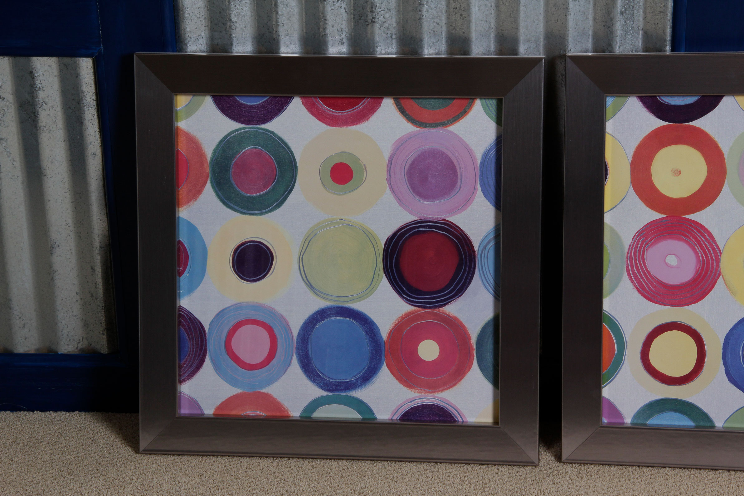 Pair of Colorful Framed Abstract Prints