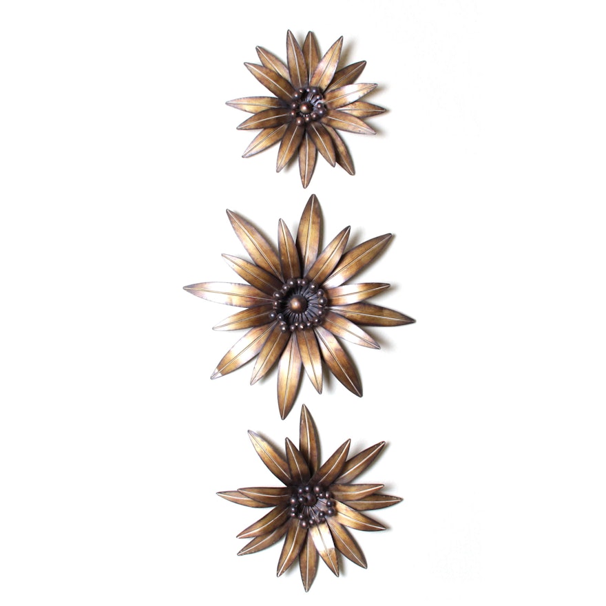 Group of  Metal Flower Wall Hangings