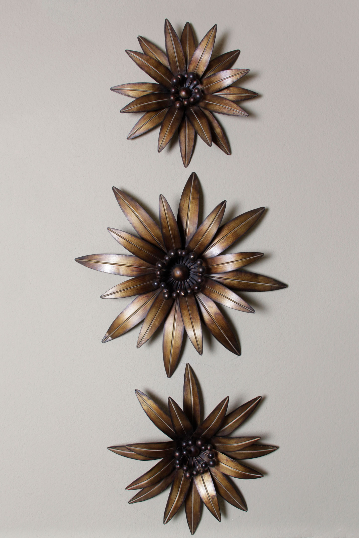 Group of  Metal Flower Wall Hangings