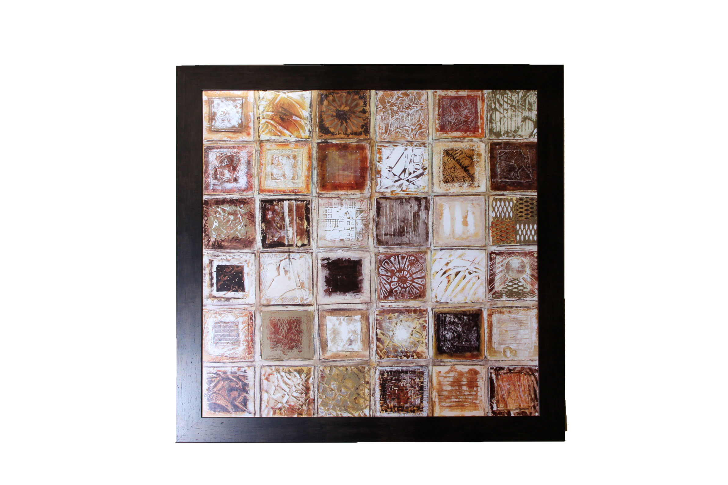 Framed Offset Lithograph Print of Earth-Tone Mosaic