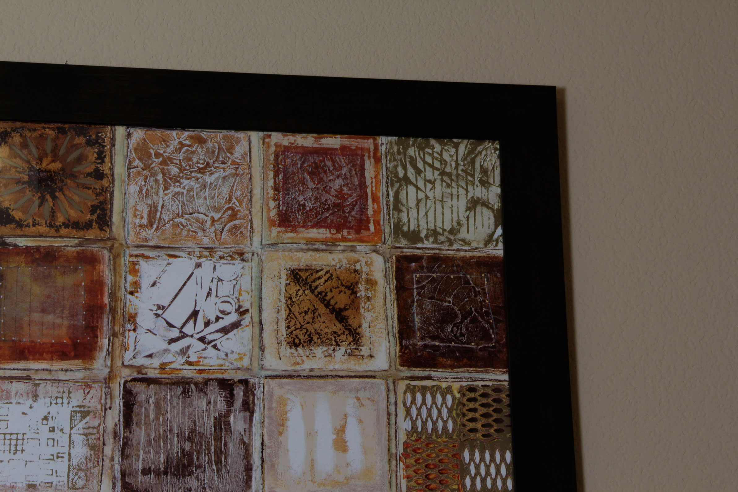 Framed Offset Lithograph Print of Earth-Tone Mosaic
