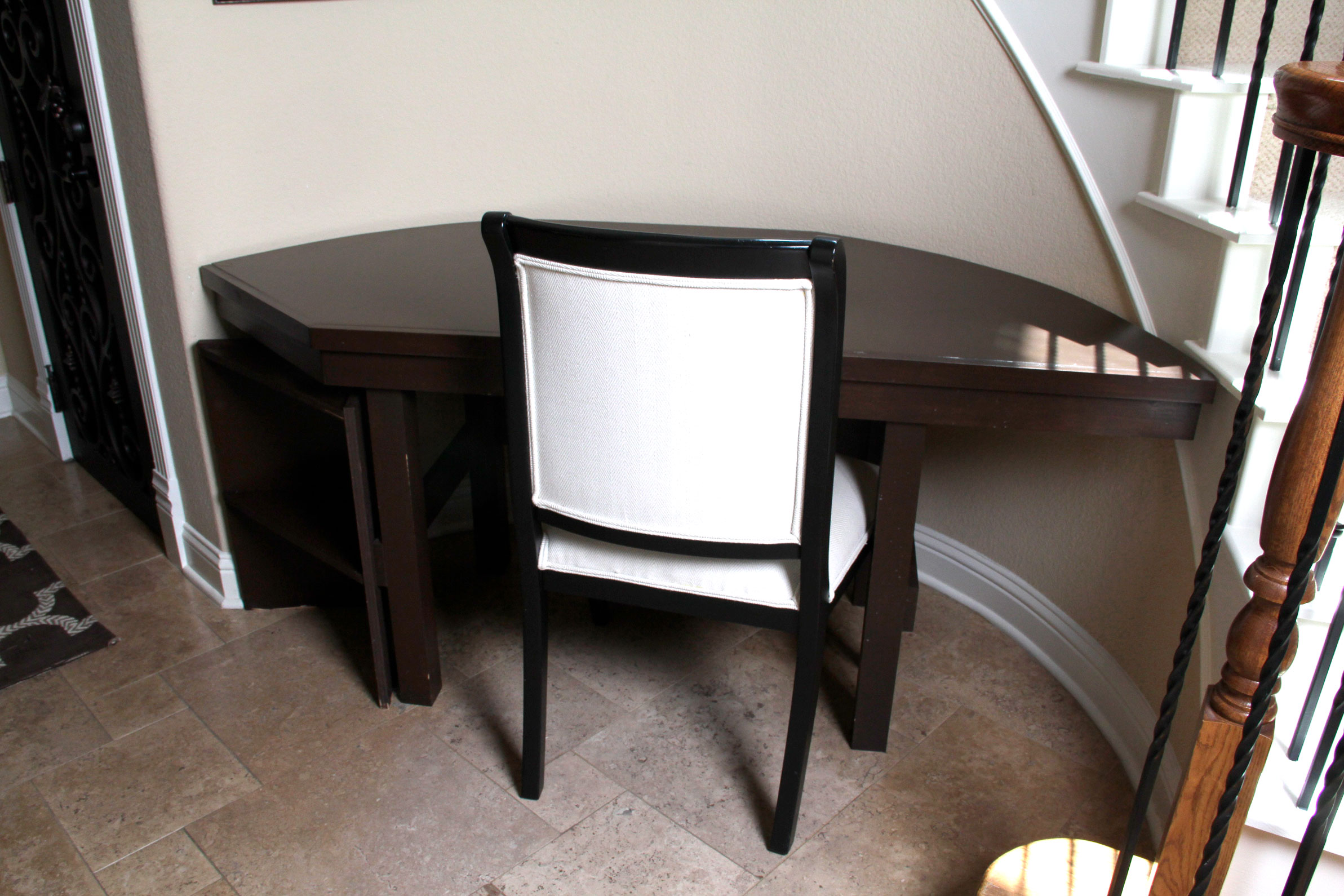 Custom Wooden Desk with Bookcase and Chair