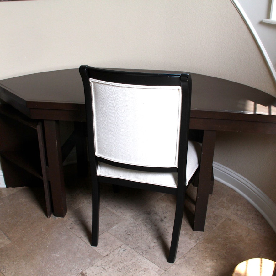 Custom Wooden Desk with Bookcase and Chair