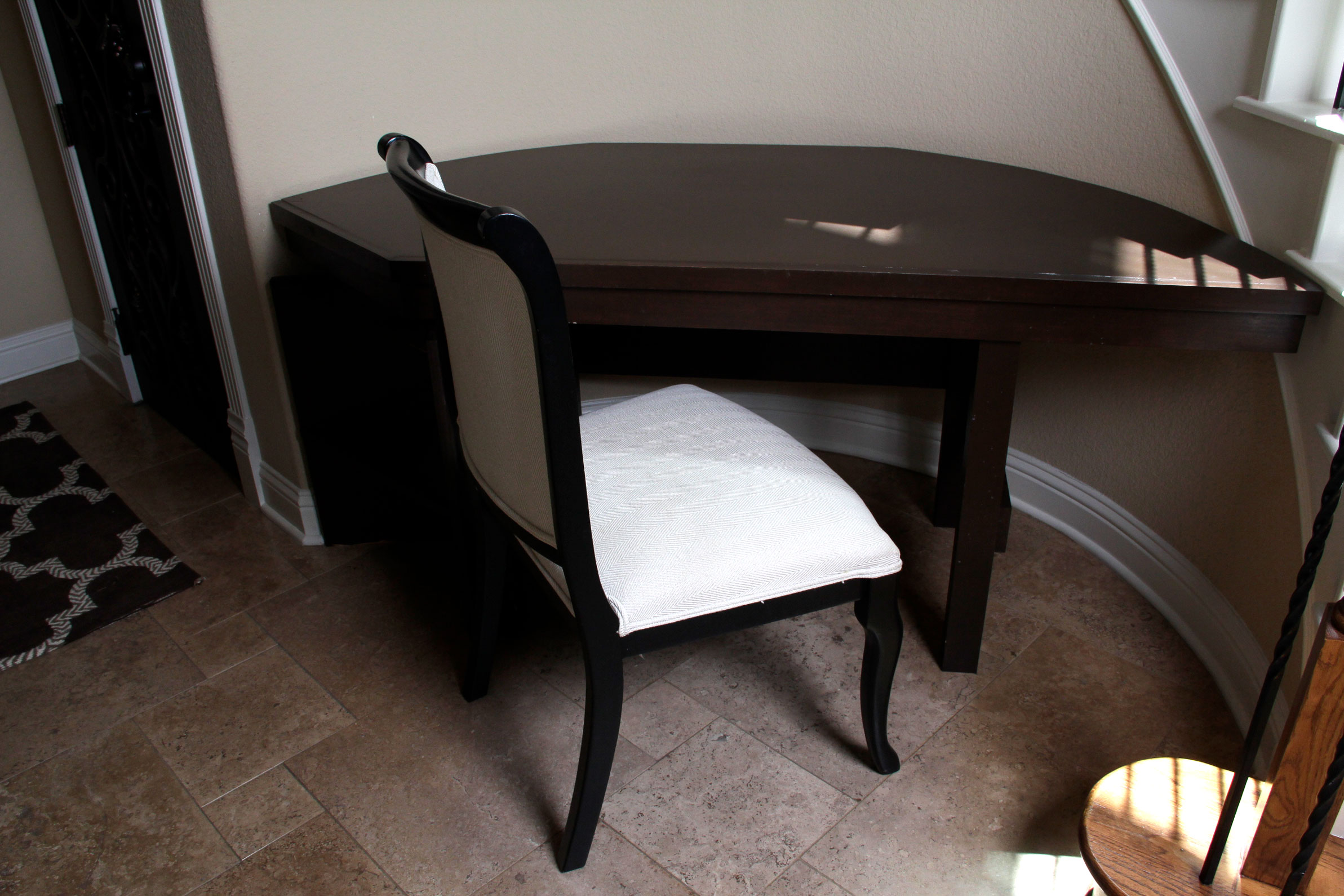 Custom Wooden Desk with Bookcase and Chair