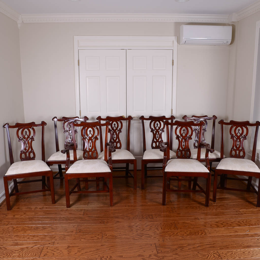 Set of Eight Chippendale Style Mahogany Dining Chairs