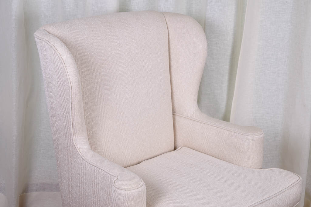Herringbone Upholstered Wingback Armchair