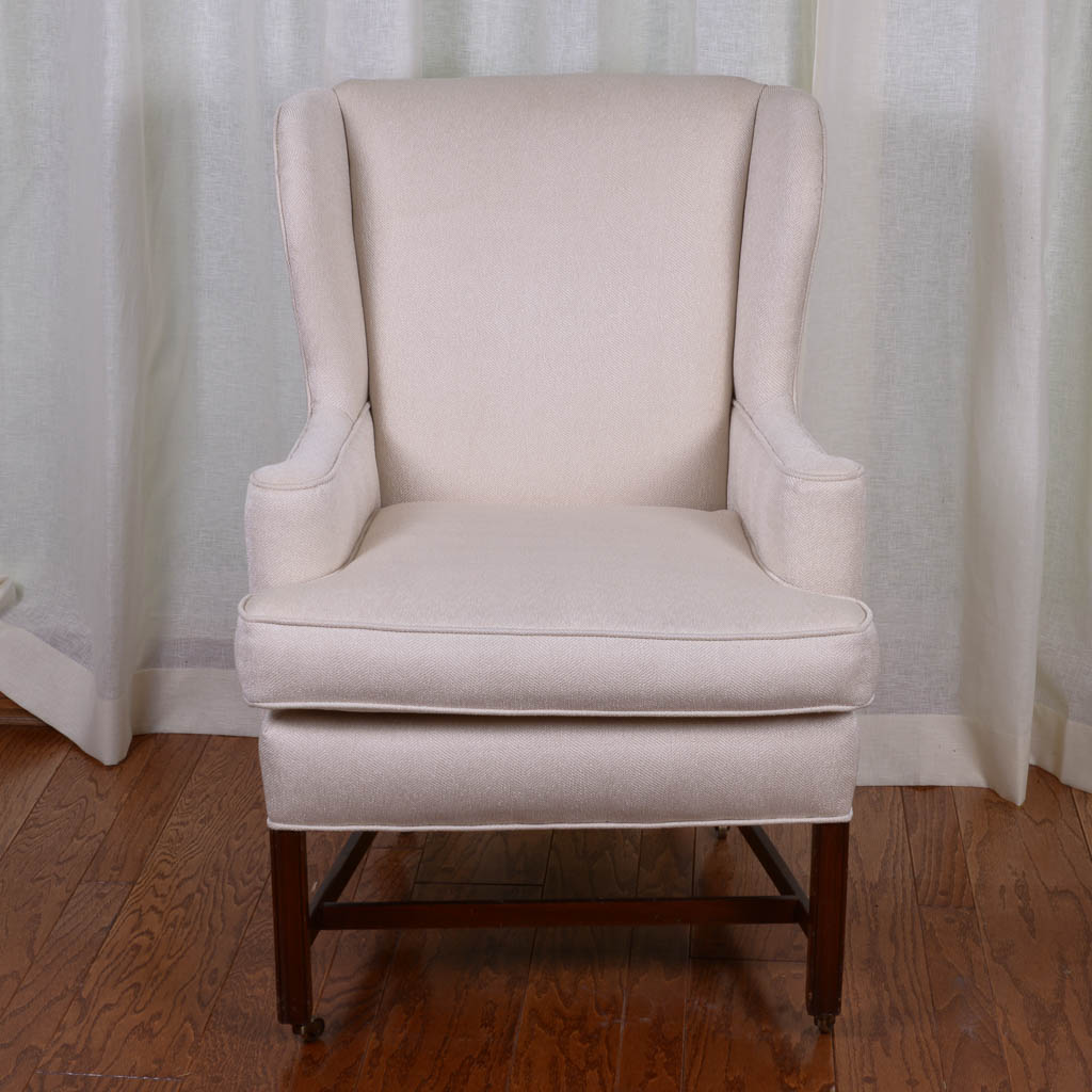 Herringbone Upholstered Wingback Armchair