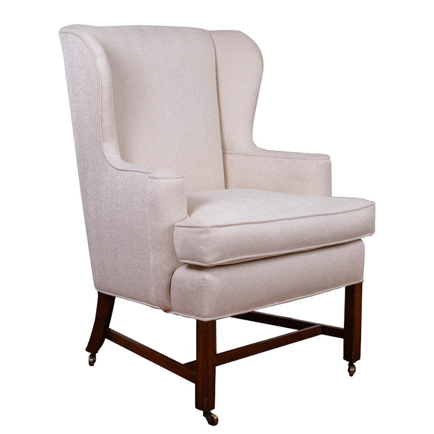 Herringbone Upholstered Wingback Armchair