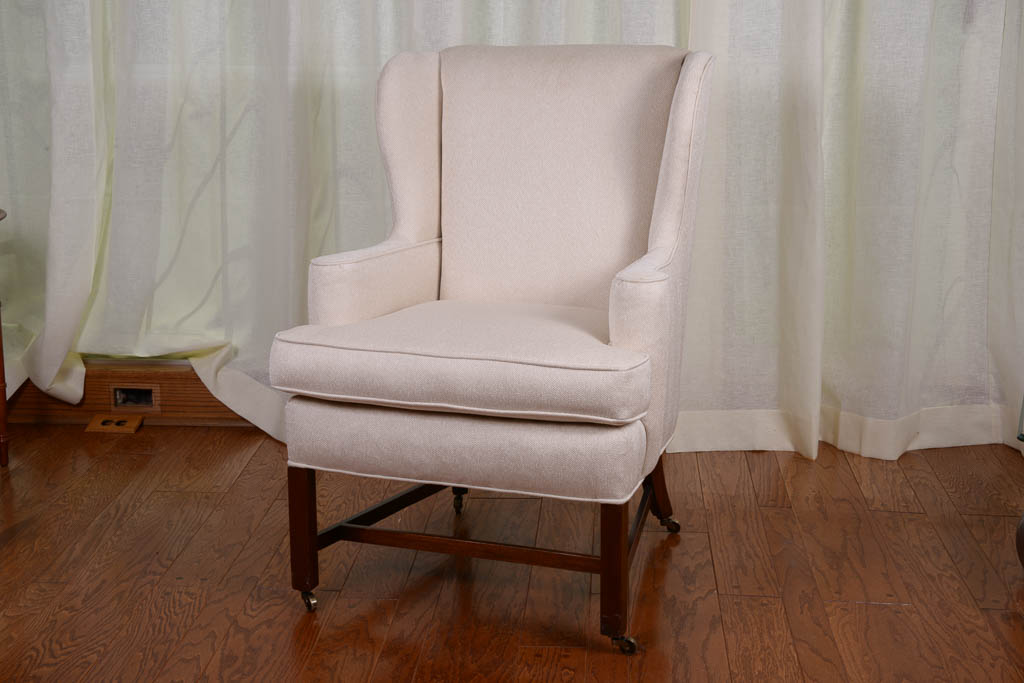 Herringbone Upholstered Wingback Armchair