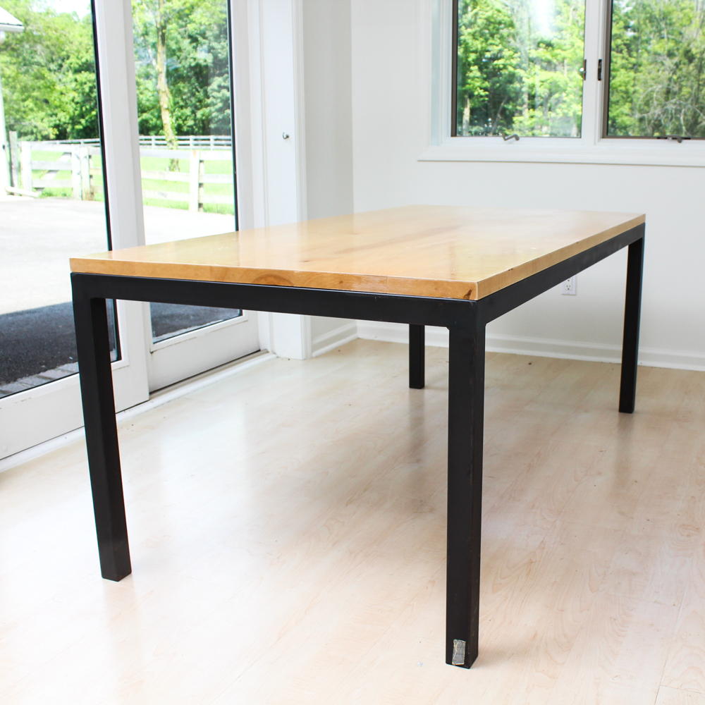 Oak Top Parsons Style Dining Table