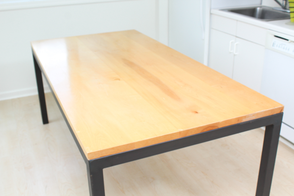 Oak Top Parsons Style Dining Table