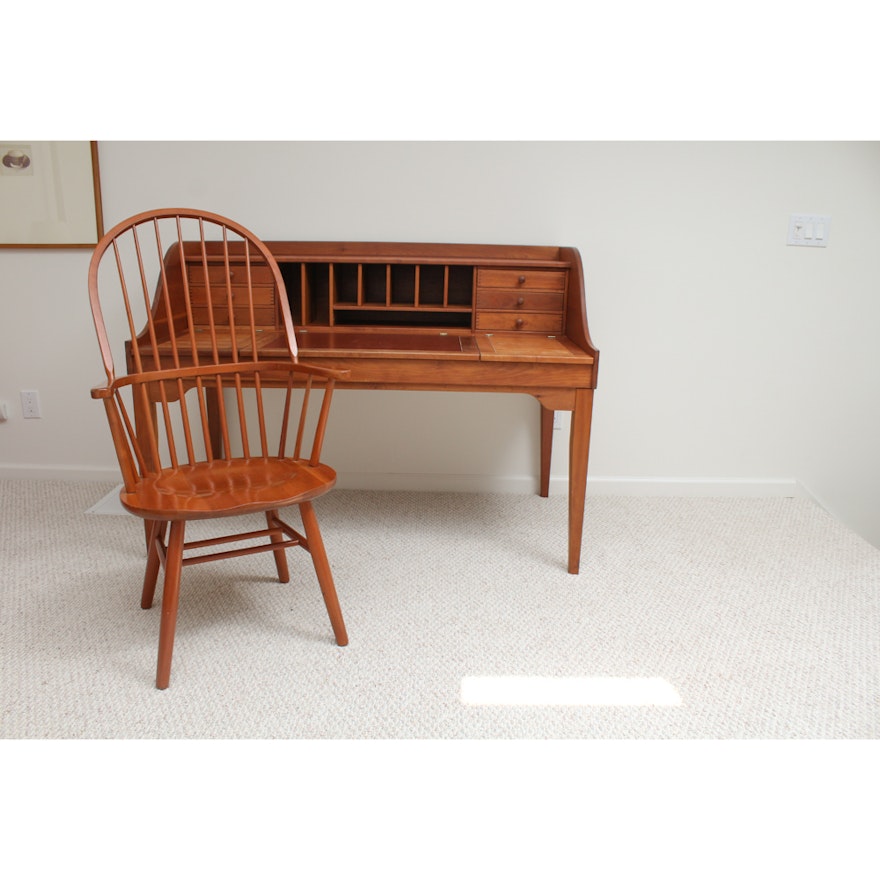 Cherry Bureau à Gradin by Arhaus with Windsor Style Chair