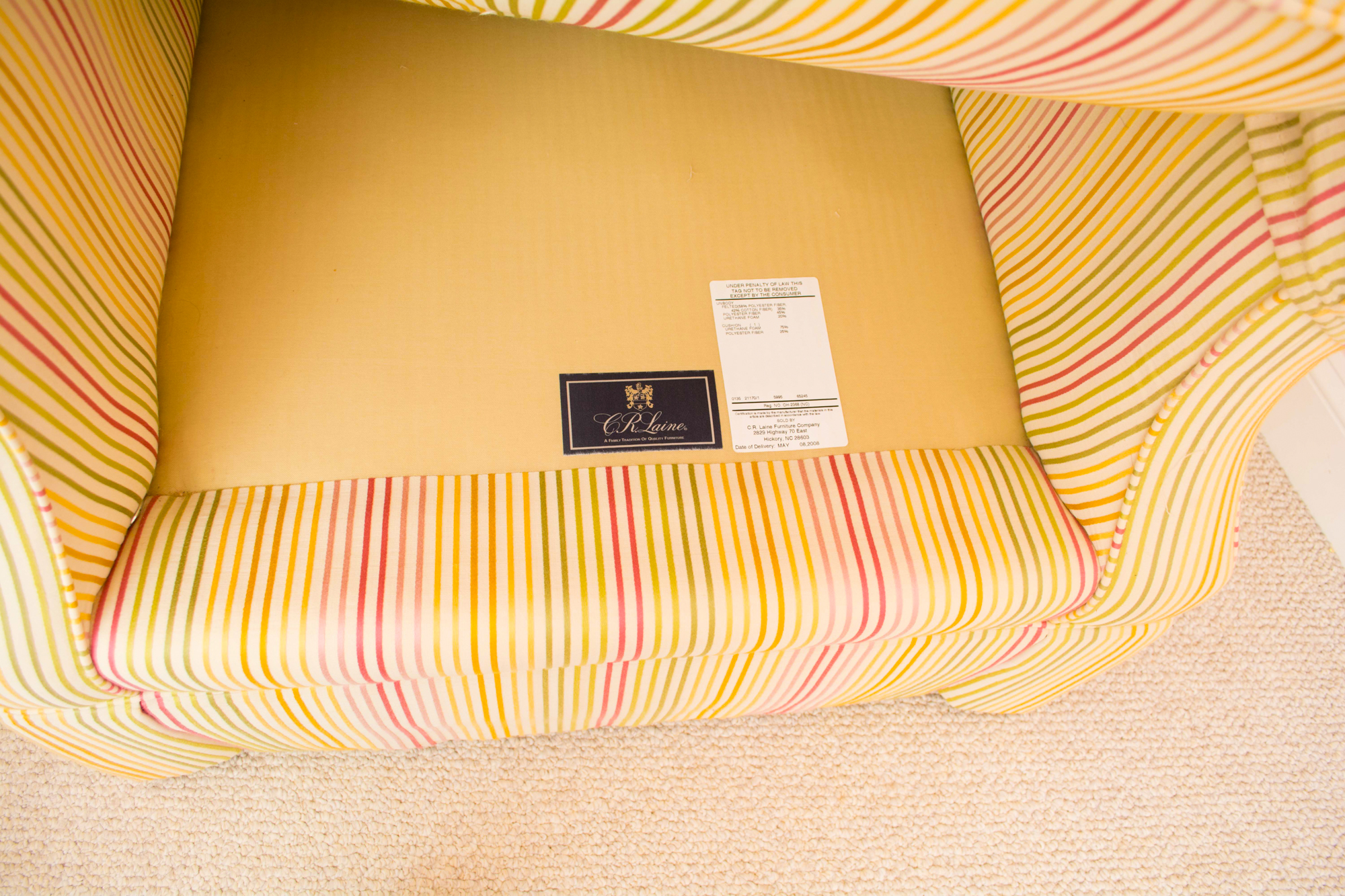 C.R. Laine Striped Club Chair