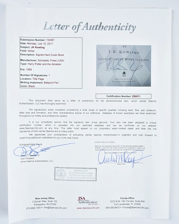 Signed First American Edition "Harry Potter and the Prisoner of Azkaban"