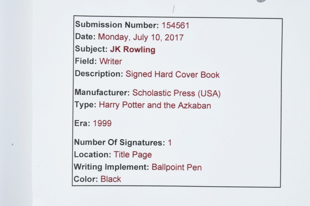 Signed First American Edition "Harry Potter and the Prisoner of Azkaban"