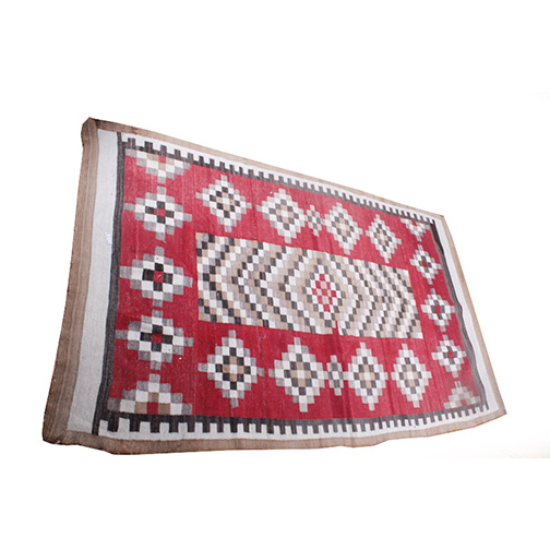 Antique Handwoven Native American Style Flatweave Rug