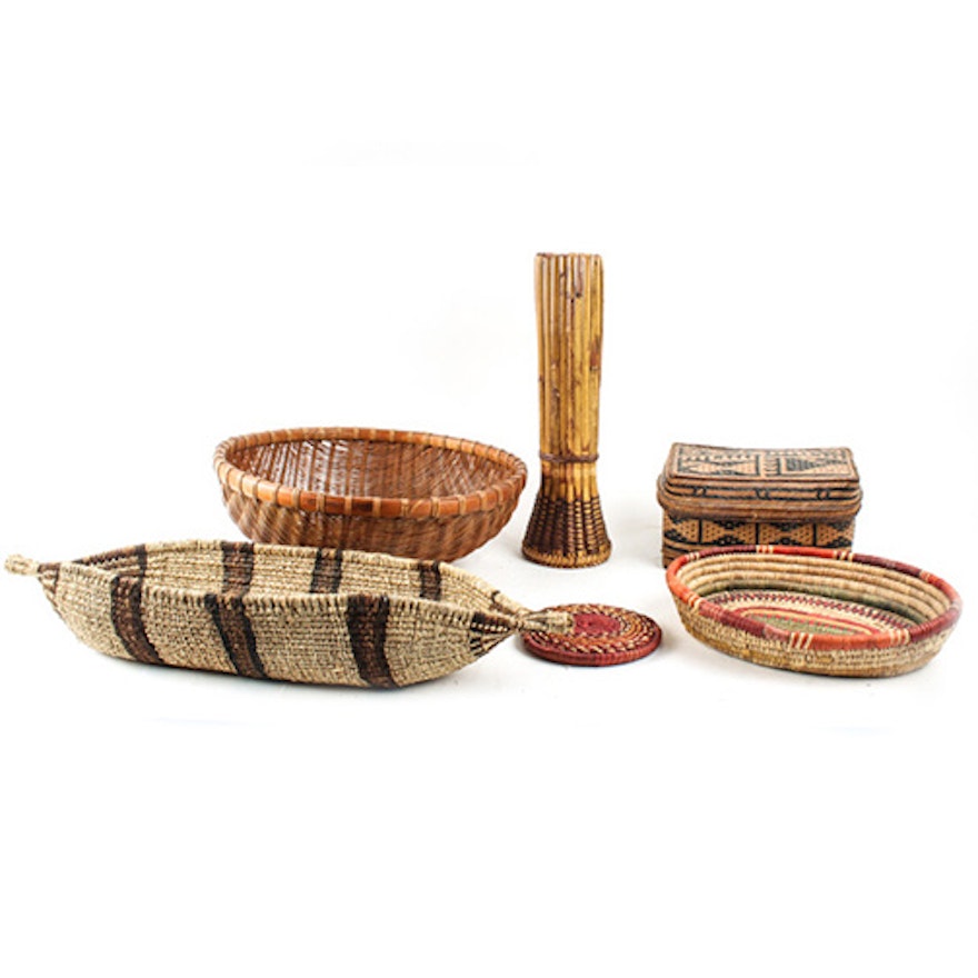 Collection of Handmade Native American Style Baskets