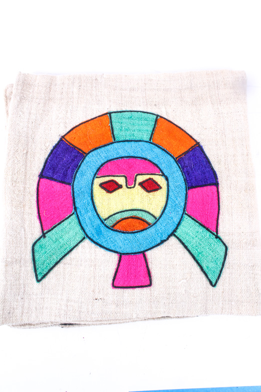 Set of Native American Inspired Burlap Pillow Covers