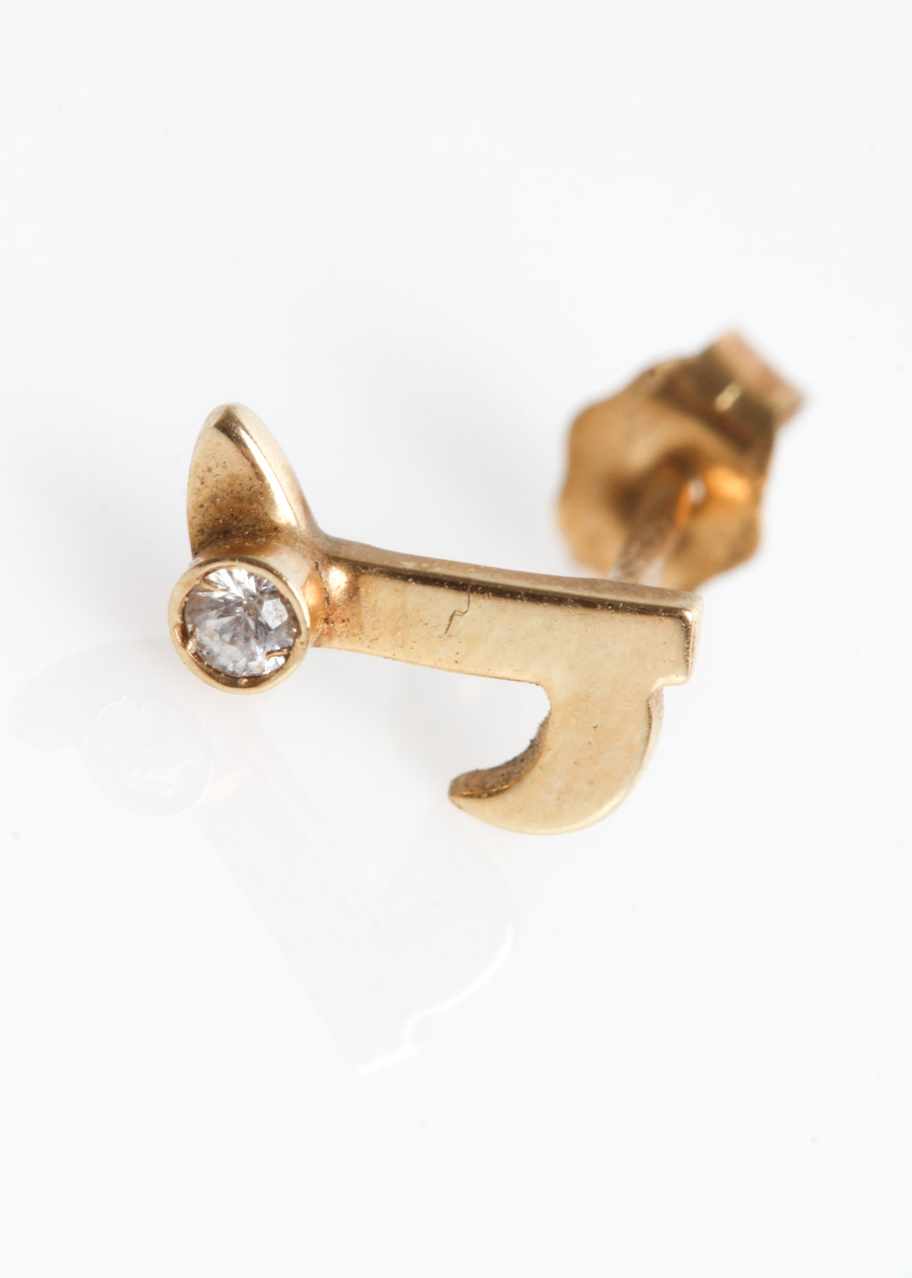14K Yellow Gold and Cubic Zirconia Music Note Stud Earrings
