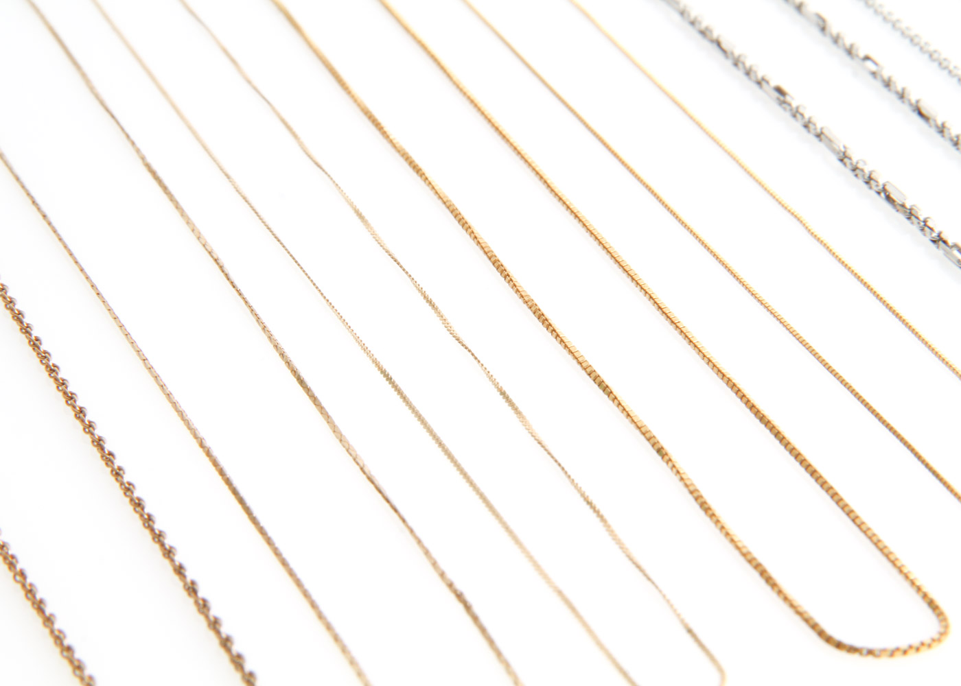 Collection of 14K White and Yellow Gold Necklace Chains