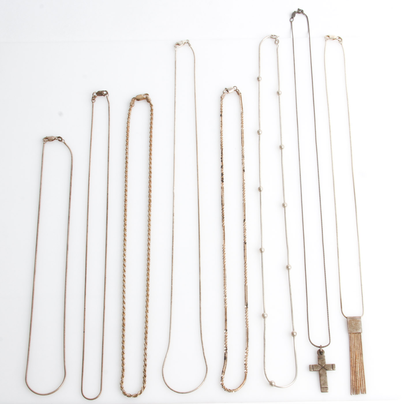 Collection of Sterling Silver Pendant Necklaces and Chains